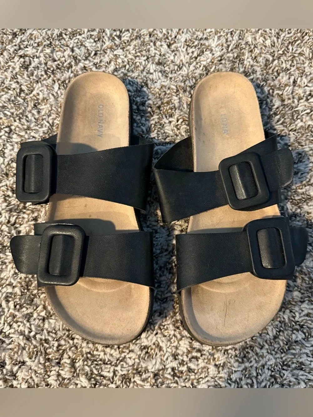 Old Navy Black Double-Buckle Slide Sandals